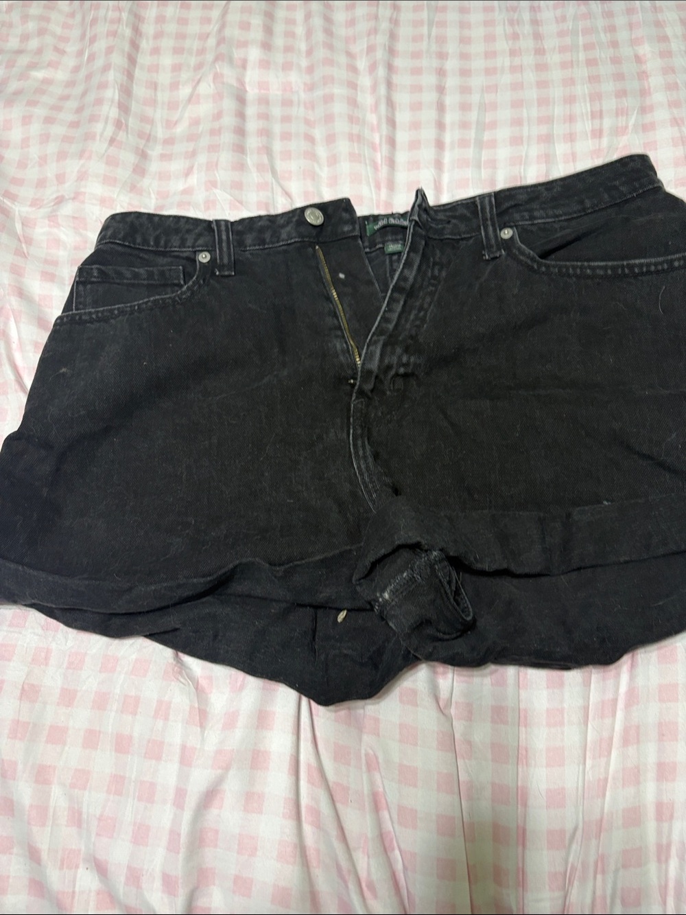 Black High-Rise Denim Jean Shorts
